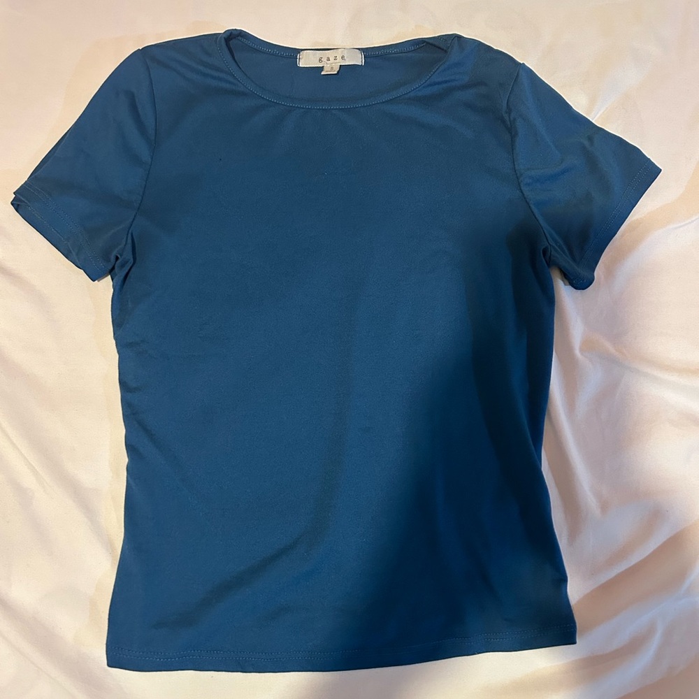 WOMEN BLUE FITED TOP